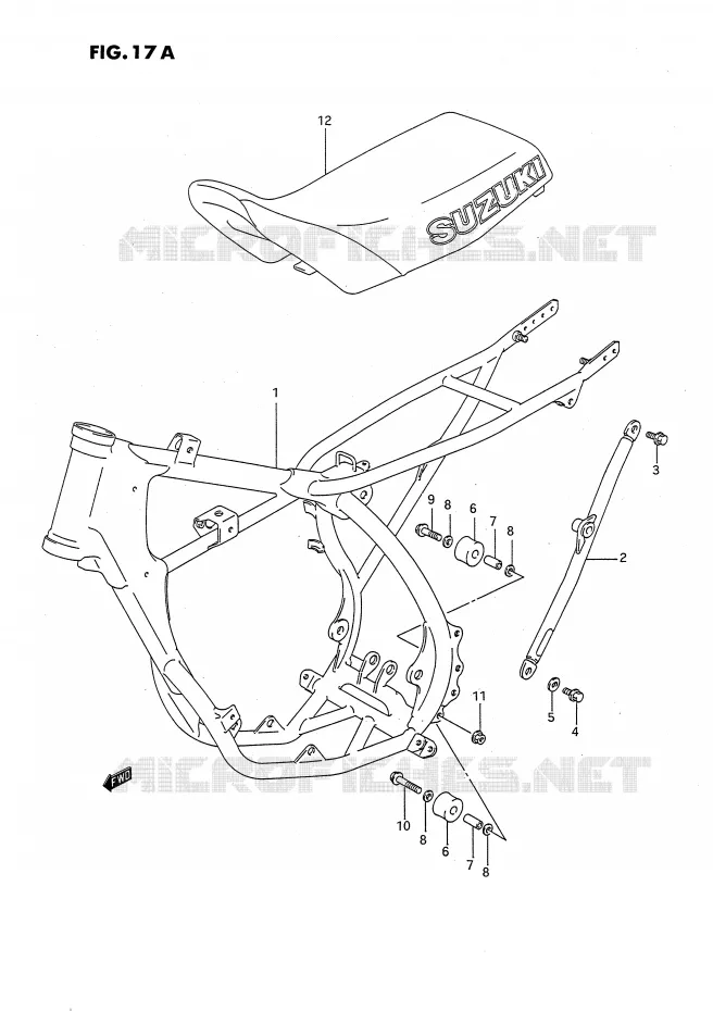 CADRE - SELLE (MODELE M/N) Suzuki MOTO 80 RM 1986  RM80XG(E2)