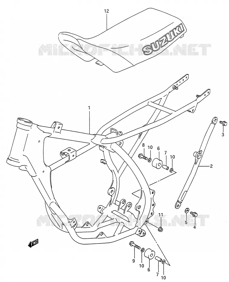 CADRE - SELLE (MODELE M/N) Suzuki MOTO 80 RM 1991  RM80M(E28)