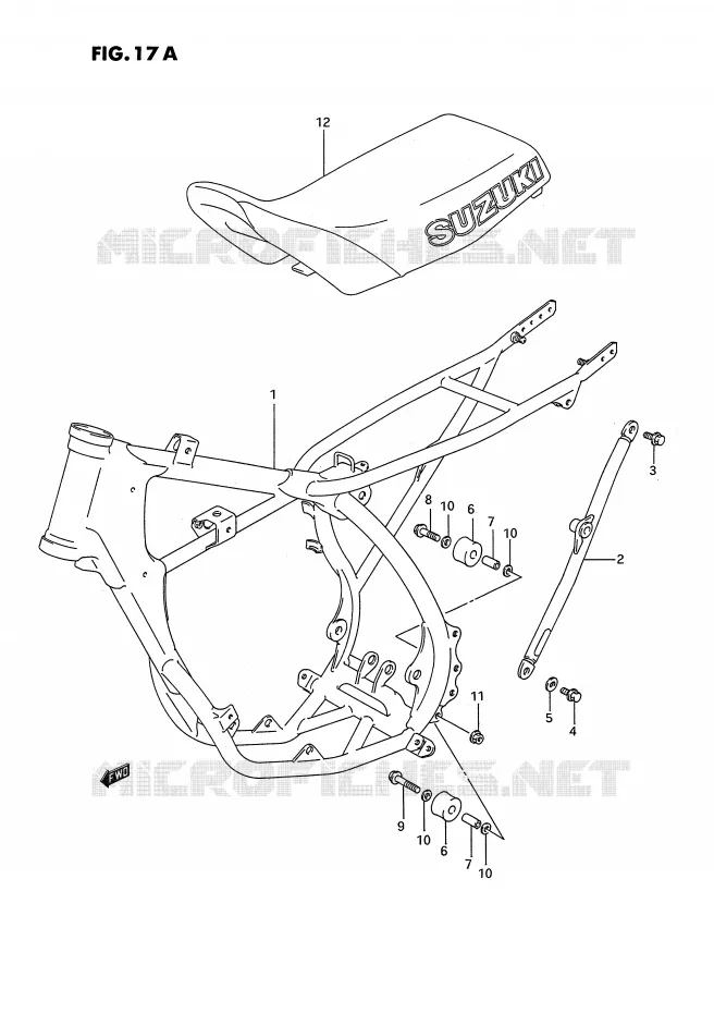 CADRE - SELLE (MODELE M/N) Suzuki MOTO 80 RM 1995  RM80S(E3)