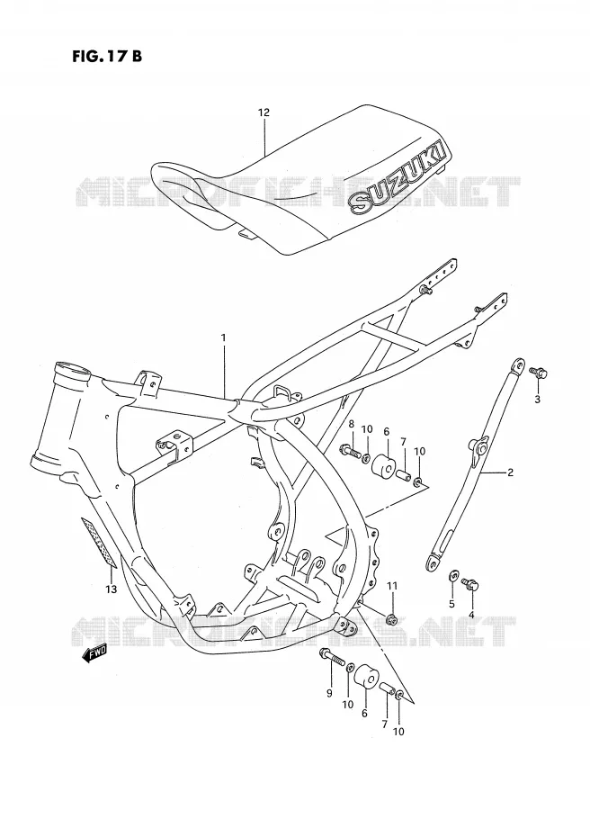 CADRE - SELLE (MODELE P/R/S) Suzuki MOTO 80 RM 1993  RM80P(E3)
