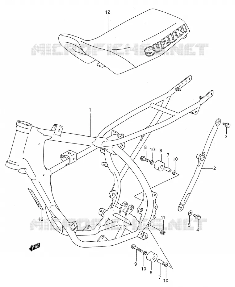 CADRE - SELLE (MODELE P/R/S) Suzuki MOTO 80 RM 1994  RM80R(E28)