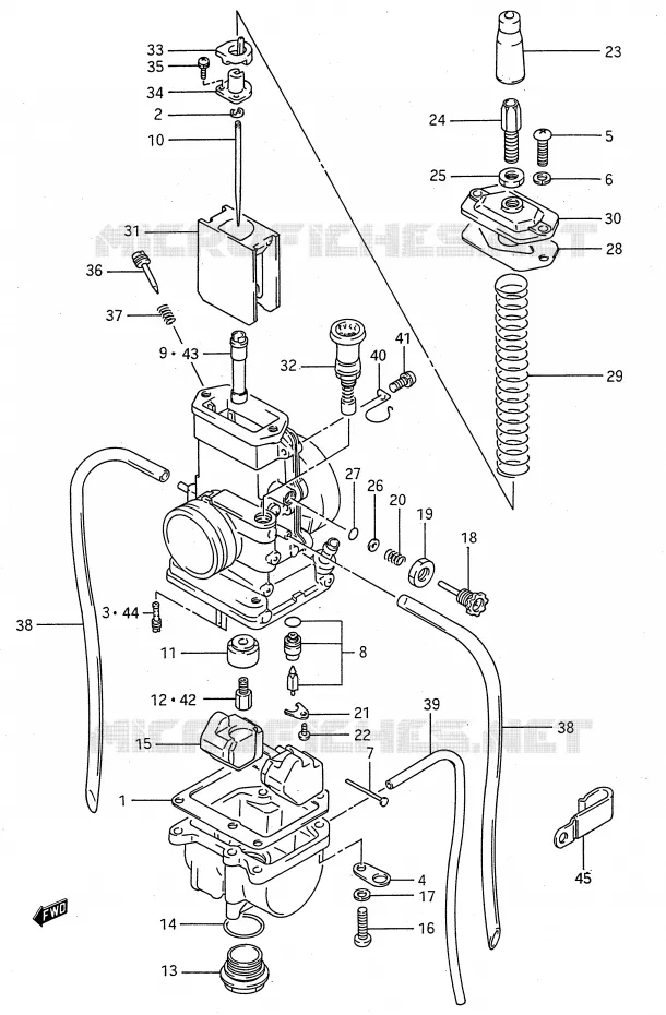 CARBURATEUR (MODELE K/L/M/N/P/R/S) Suzuki MOTO 80 RM 1990  RM80L(E28)