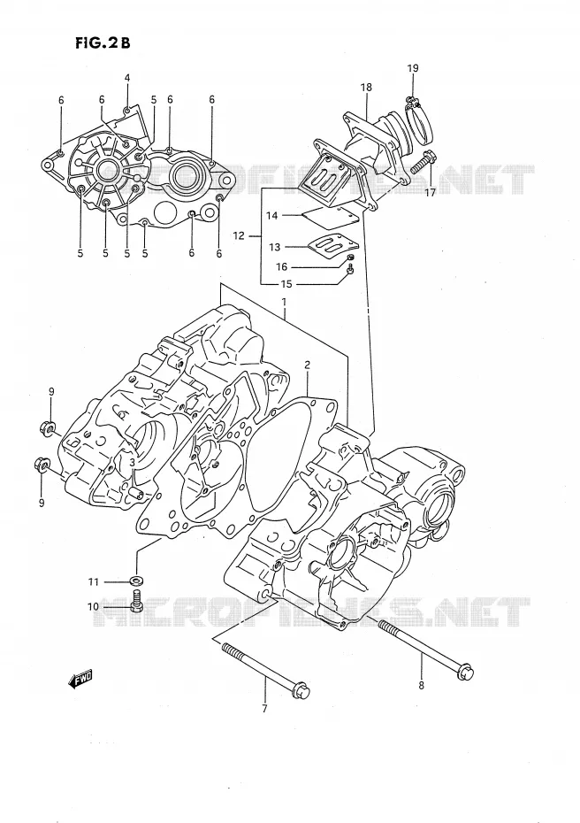 CARTER (MODELE L/M/N/P/R/S) Suzuki MOTO 80 RM 1986  RM80XG(E2)