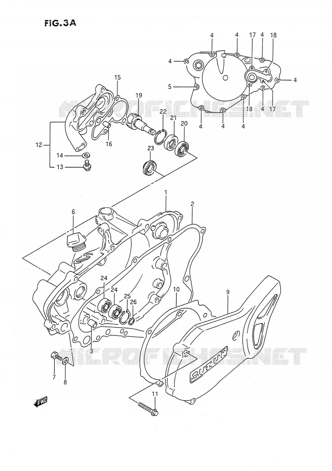CARTER POMPE A EAU (MODELE K/L/M/N/P/R/S) Suzuki MOTO 80 RM 1993  RM80XP(E2)