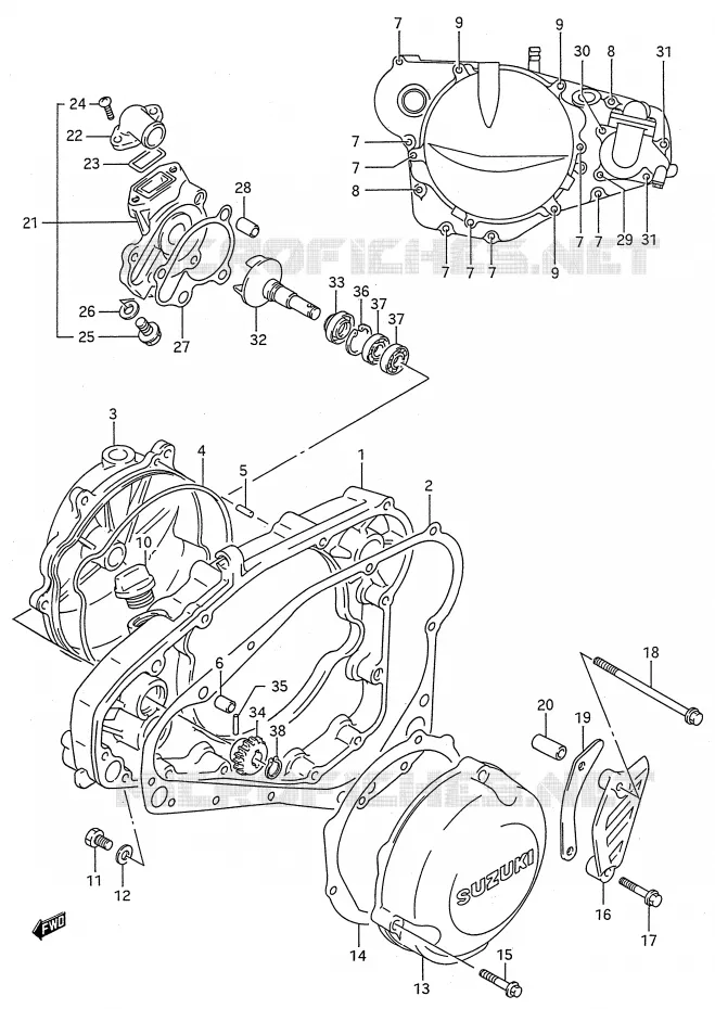 CARTER POMPE A EAU (MODELE L/M/N/P/R) Suzuki MOTO 250 RMX 1992  RMX250N(E28)