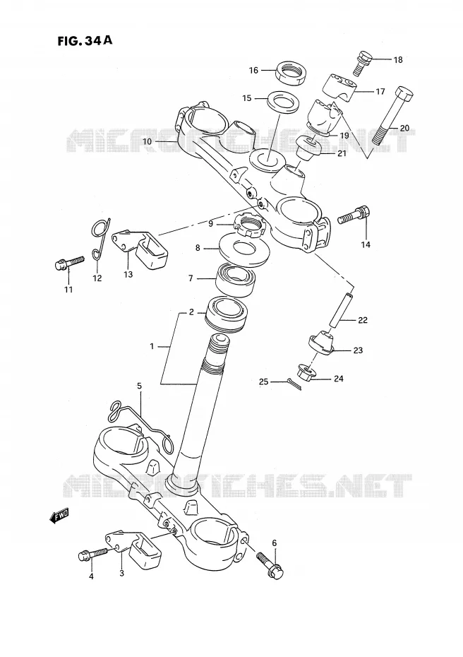 COLONNE DE DIRECTION (MODELE M/N) Suzuki MOTO 250 RMX 1990  RMX250L(E3)