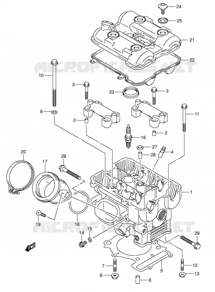 CULASSE ARRIERE Suzuki MOTO 1000 SV 2003  SV1000S2K3(E2)