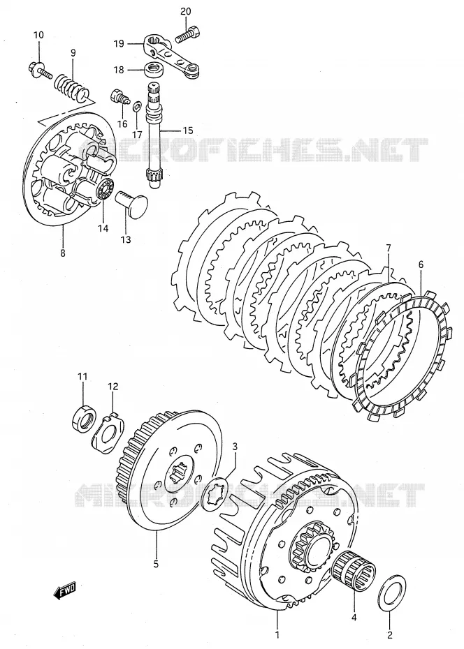 EMBRAYAGE (MODELE K/L/M/N/P/R/S) Suzuki MOTO 80 RM 1994  RM80R(E28)
