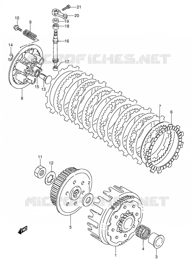 EMBRAYAGE (MODELE K/L/M) Suzuki MOTO 250 RMX 1990  RMX250L(E1)