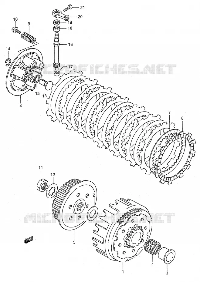 EMBRAYAGE (MODELE K/L/M) Suzuki MOTO 250 RMX 1994  RMX250R(E28)