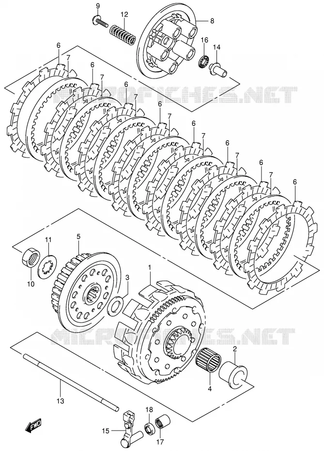 EMBRAYAGE (MODELE K1) Suzuki MOTO 125 RM 2005  RM125K5(E3/E28)