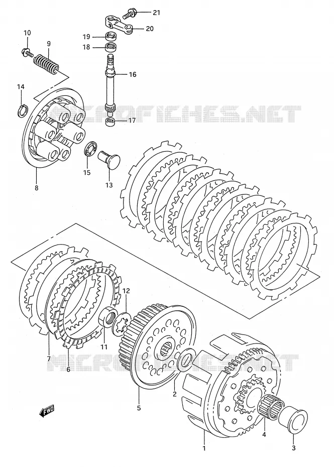 EMBRAYAGE (MODELE R) Suzuki MOTO 250 RMX 1992  RMX250N(E28)