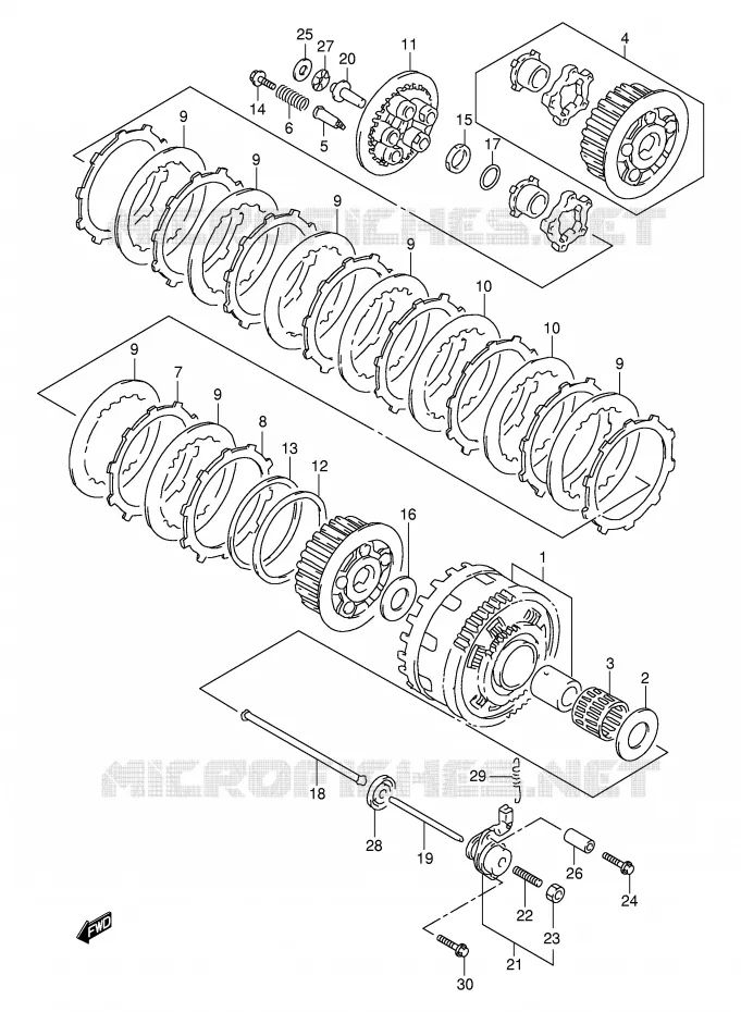 EMBRAYAGE (MODELE V/W) Suzuki MOTO 1000 TL-S 1997  TL1000SV(E2)