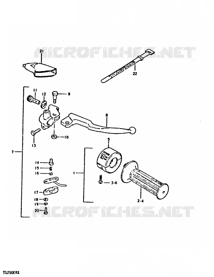 ENSEMBLE LEVIER - COMMODO DROIT Suzuki MOTO 250 TS-ER 1999  TS250ERX(T/X)