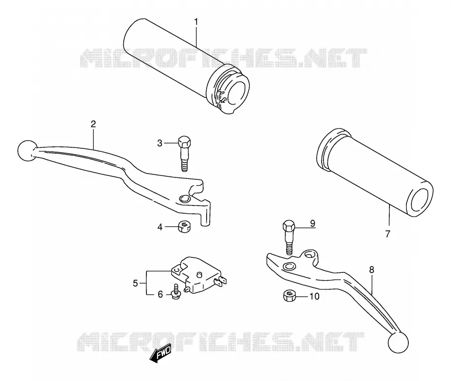 ENSEMBLE LEVIERS - POIGNEES (MODELE N/P/R) Suzuki MOTO 800 INTRUDER 1993  VS800GLP(E28)