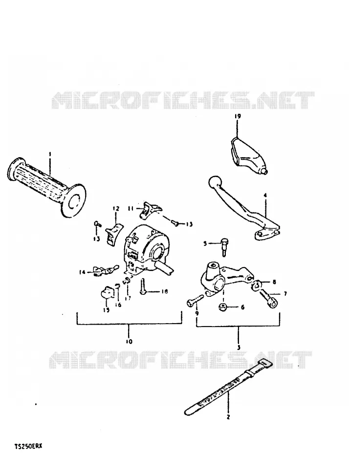 ENSEMBLE POIGNEE GAUCHE (E4, E18) Suzuki MOTO 250 TS-ER 1996  TS250ERT(T/X)