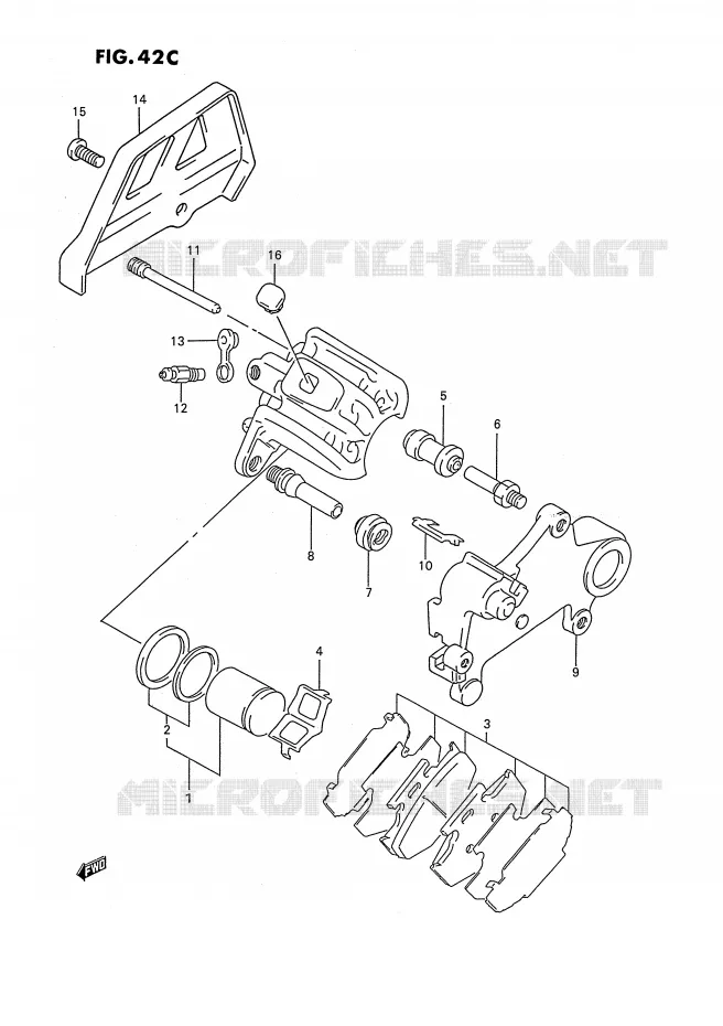 ETRIER DE FREIN ARRIERE (MODELE P/R/S/T) Suzuki MOTO 250 RMX 1992  RMX250N(E3)