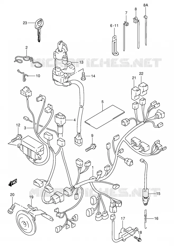 FAISCEAU ELECTRIQUE (MODELE V) Suzuki MOTO 1000 TL-S 2001  TL1000SK1(E2)