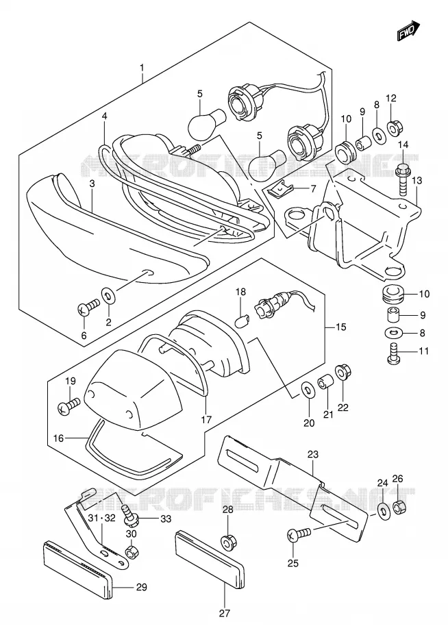 FEU ARRIERE (MODELE V) Suzuki MOTO 1000 TL-S 2000  TL1000SY(E2)