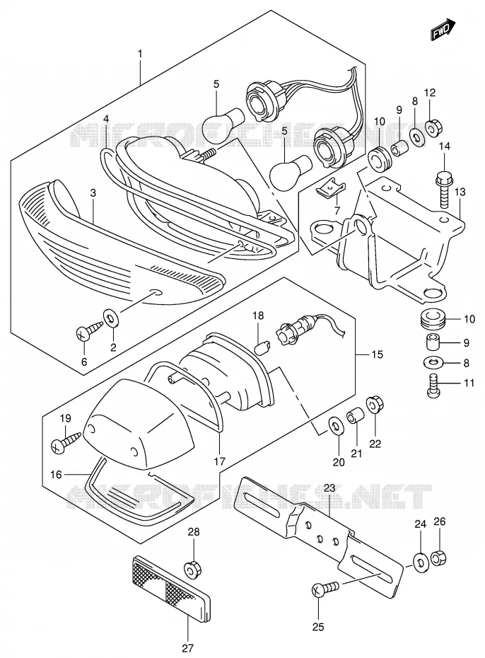 FEU ARRIERE Suzuki MOTO 650 SV-S 2000  SV650SUY(E2)