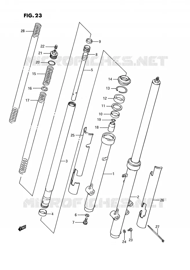 FOURCHE AVANT (MODELE G/H/J) Suzuki MOTO 80 RM 1989  RM80K(E3)