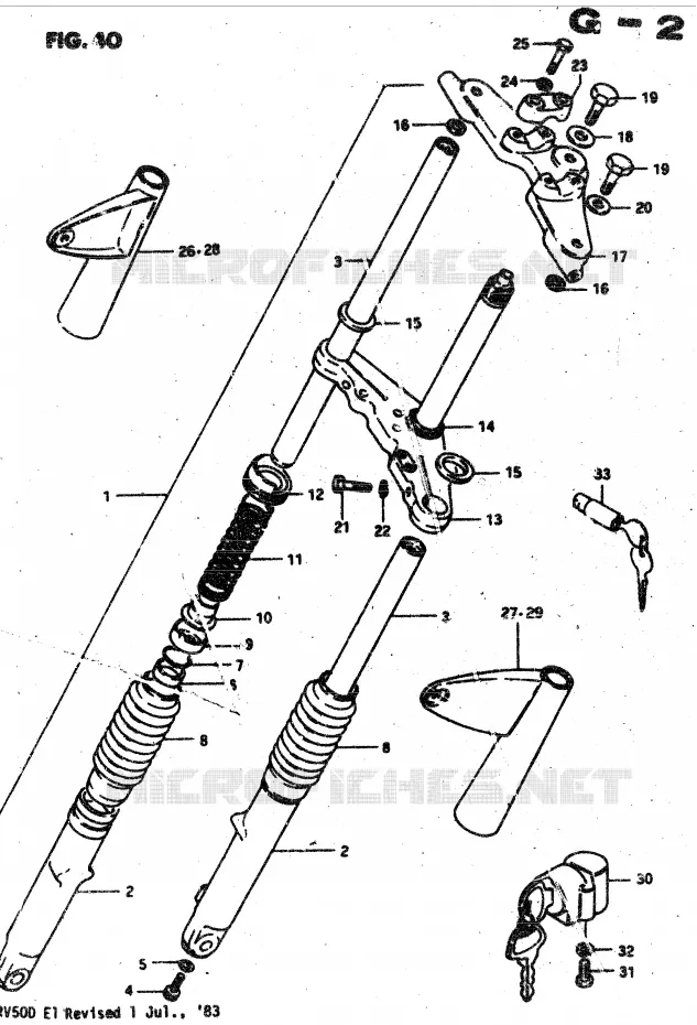 FOURCHE AVANT Suzuki MOTO 50 VAN-VAN 1983  RV50X/D(X/D)