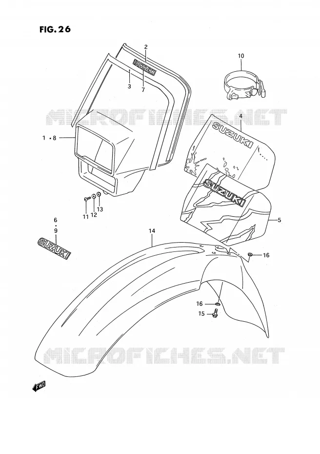 GARDE BOUE AVANT Suzuki MOTO 250 RMX 1996  RMX250T(E3)