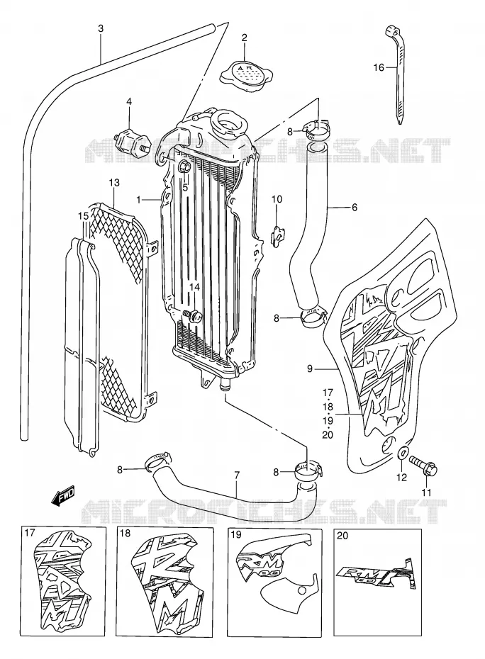 RADIATEUR Suzuki MOTO 80 RM 1997  RM80V(E3/E28)