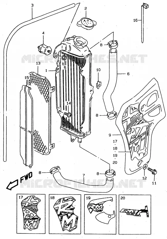 RADIATEUR Suzuki MOTO 80 RM 1998  RM80XW(T/V/W)