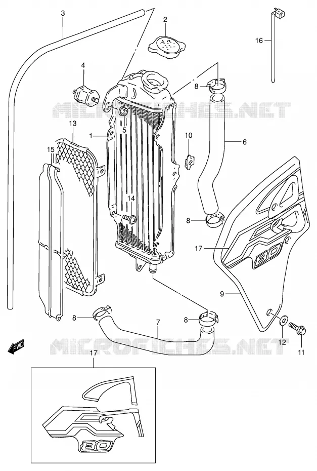 RADIATEUR Suzuki MOTO 80 RM 2000  RM80XY(P2)