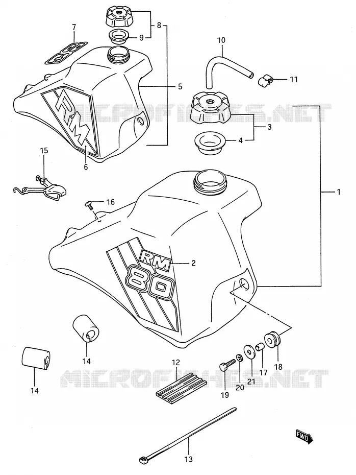 RESERVOIR D'ESSENCE (MODELE G/H) Suzuki MOTO 80 RM 1987  RM80H(E28)