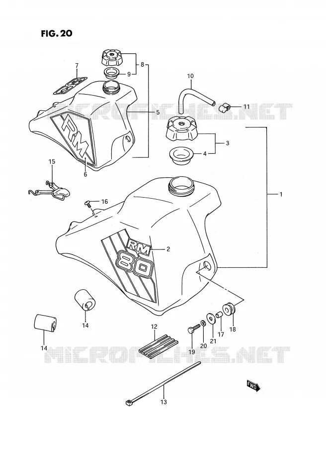 RESERVOIR D'ESSENCE (MODELE G/H) Suzuki MOTO 80 RM 1991  RM80M(E3)