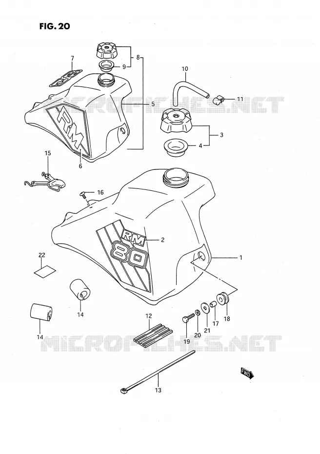 RESERVOIR D'ESSENCE (MODELE G/H) Suzuki MOTO 80 RM 1993  RM80XP(E2)