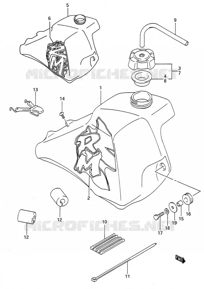 RESERVOIR D'ESSENCE (MODELE N/P) Suzuki MOTO 80 RM 1987  RM80H(E28)