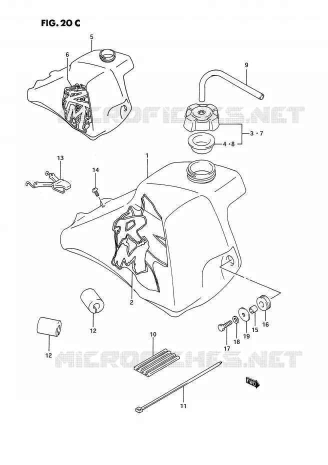 RESERVOIR D'ESSENCE (MODELE N/P) Suzuki MOTO 80 RM 1989  RM80K(E3)