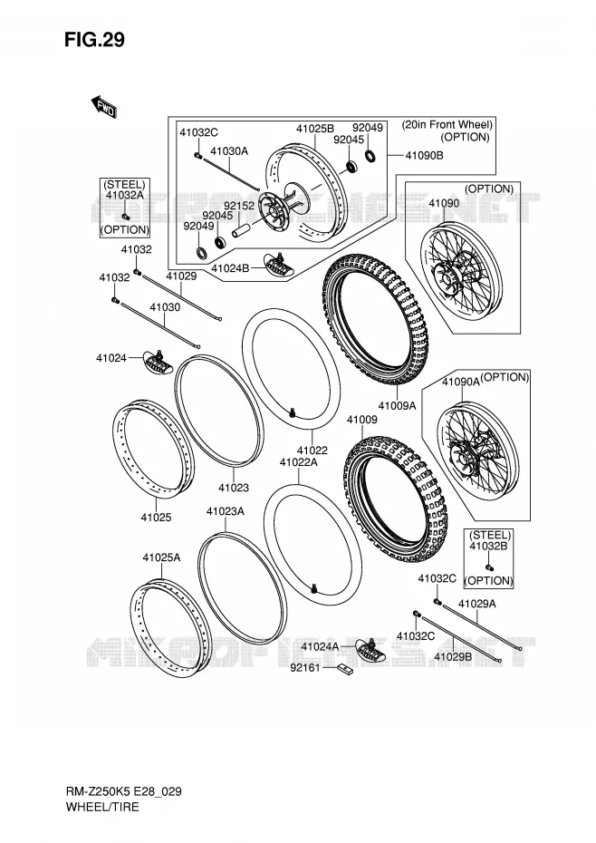 ROUE - PNEU Suzuki MOTO 250 RM-Z 2005  RM-Z250K5(E28)