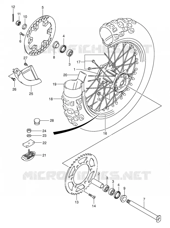 ROUE ARRIERE (MODELE K1/K2) Suzuki MOTO 250 RM 2004  RM250K4(E3/E28)