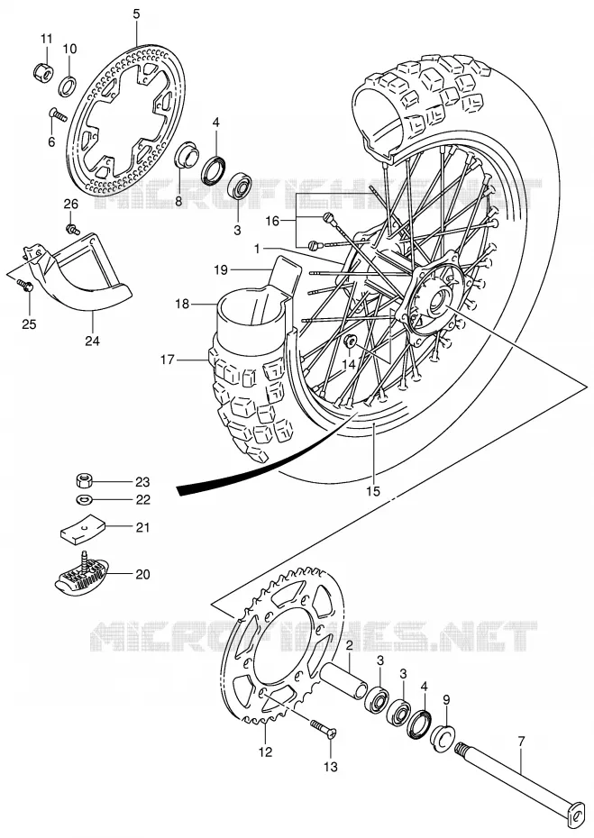 ROUE ARRIERE (MODELE K3) Suzuki MOTO 125 RM 2003  RM125K3(E3/E28)