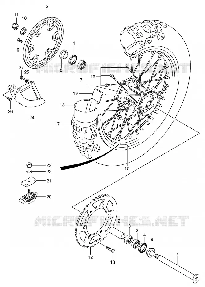 ROUE ARRIERE (MODELE K4) Suzuki MOTO 125 RM 2005  RM125K5(E3/E28)