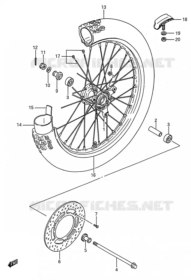 ROUE AVANT (MODELE G/H/J/K) Suzuki MOTO 80 RM 1994  RM80R(E28)