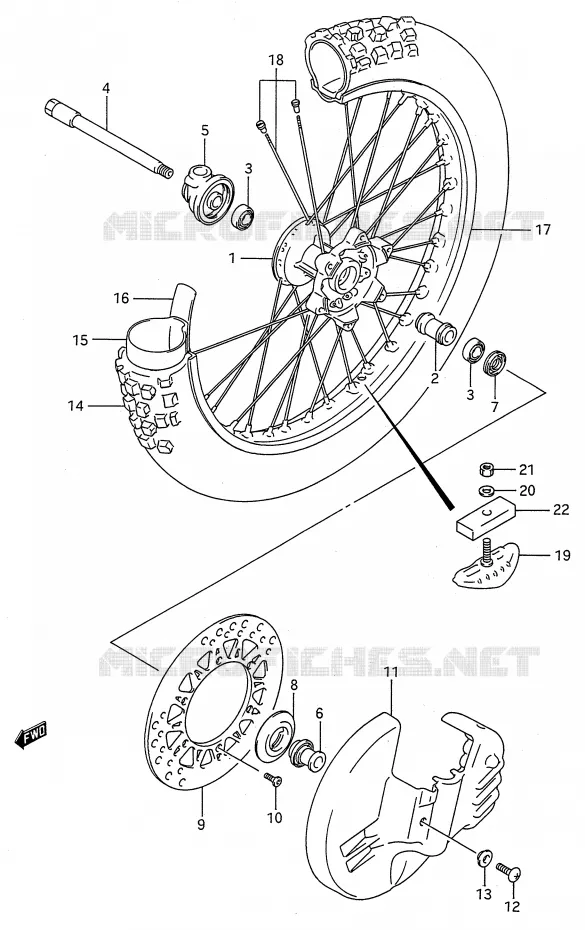 ROUE AVANT (MODELE K/L) Suzuki MOTO 250 RMX 1992  RMX250N(E28)