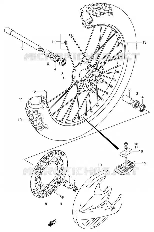 ROUE AVANT (MODELE K1/K2/K3/K4) Suzuki MOTO 125 RM 2003  RM125K3(E3/E28)