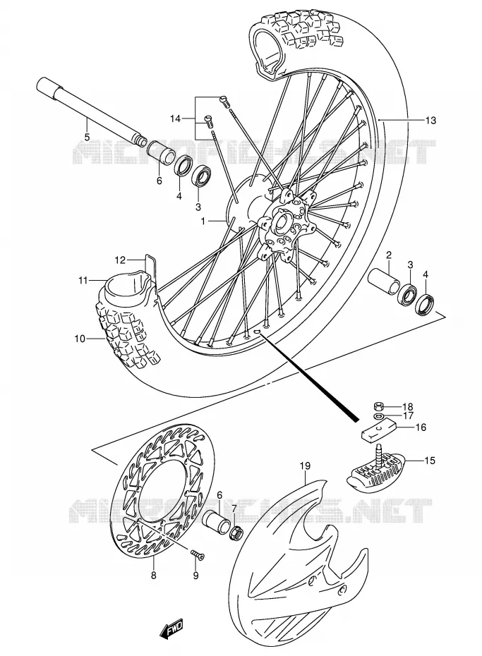 ROUE AVANT (MODELE K1/K2/K3/K4) Suzuki MOTO 250 RM 2004  RM250K4(E3/E28)