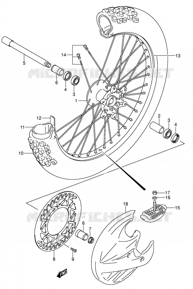 ROUE AVANT (MODELE K5/K6) Suzuki MOTO 125 RM 2003  RM125K3