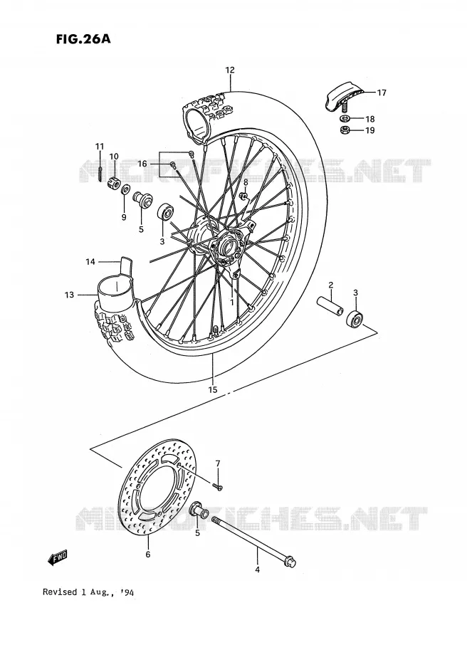 ROUE AVANT (MODELE L/M/N/P/R/S) Suzuki MOTO 80 RM 1992  RM80N(E3)