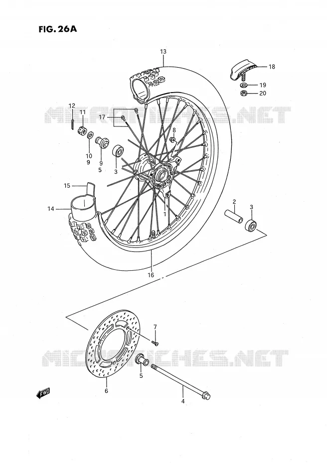 ROUE AVANT (MODELE L/M/N/P/R/S) Suzuki MOTO 80 RM 1994  RM80XR(E2)