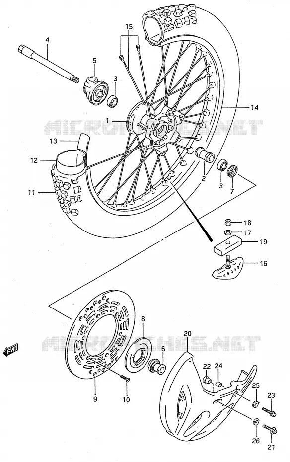 ROUE AVANT (MODELE N/P/R) Suzuki MOTO 250 RMX 1989  RMX250K(E28)
