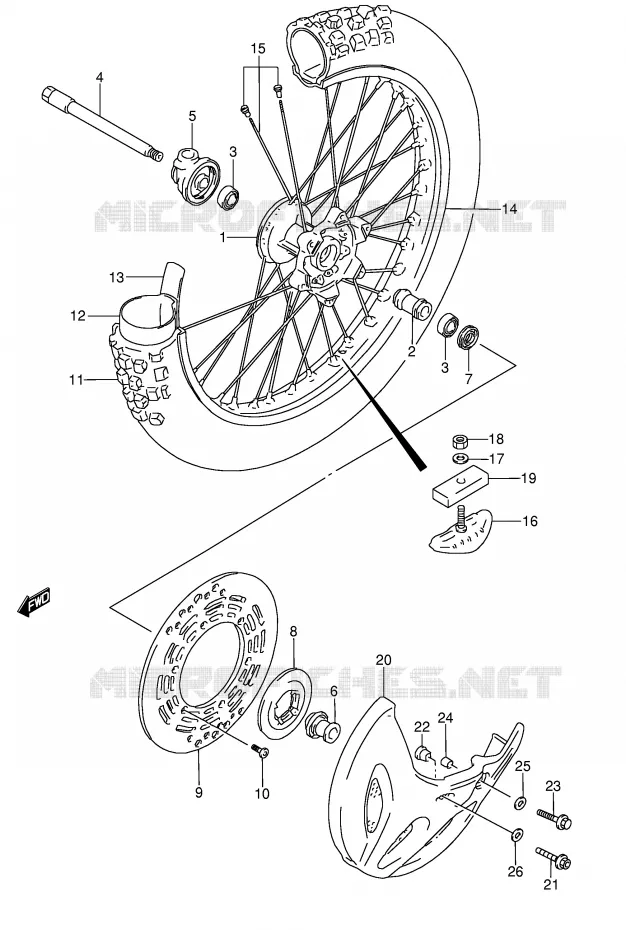 ROUE AVANT (MODELE N/S) Suzuki MOTO 250 RMX 1990  RMX250L(E1)