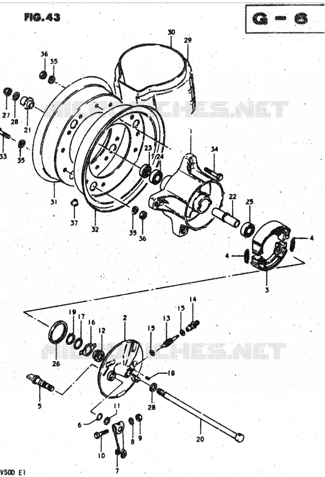 ROUE AVANT Suzuki MOTO 50 VAN-VAN 1983  RV50D(X/D)