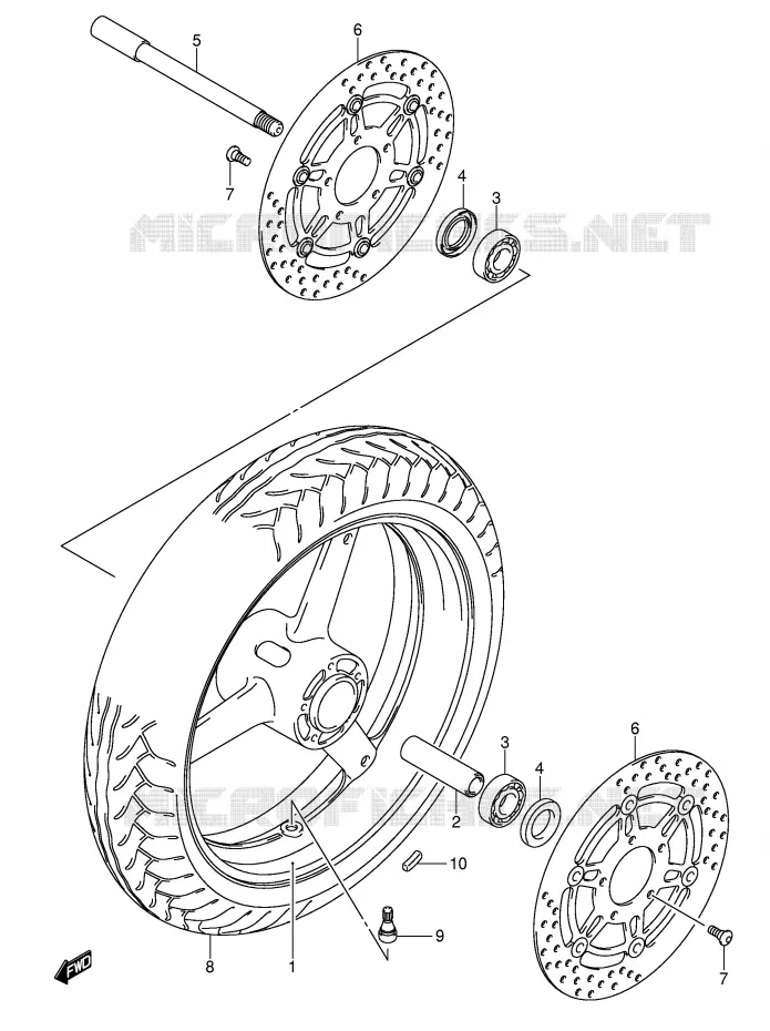 ROUE AVANT (VOIR NOTE) Suzuki MOTO 650 SV-S 2007  SV650SUAK7(E2)
